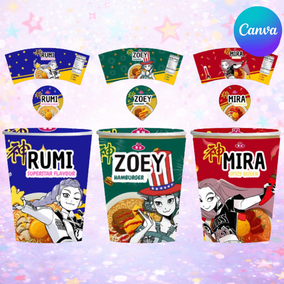 KPop Demon Hunters Party Favor Boxes | 8 Printable Boxes + Ramen Pack | Canva + PDF - Image 5