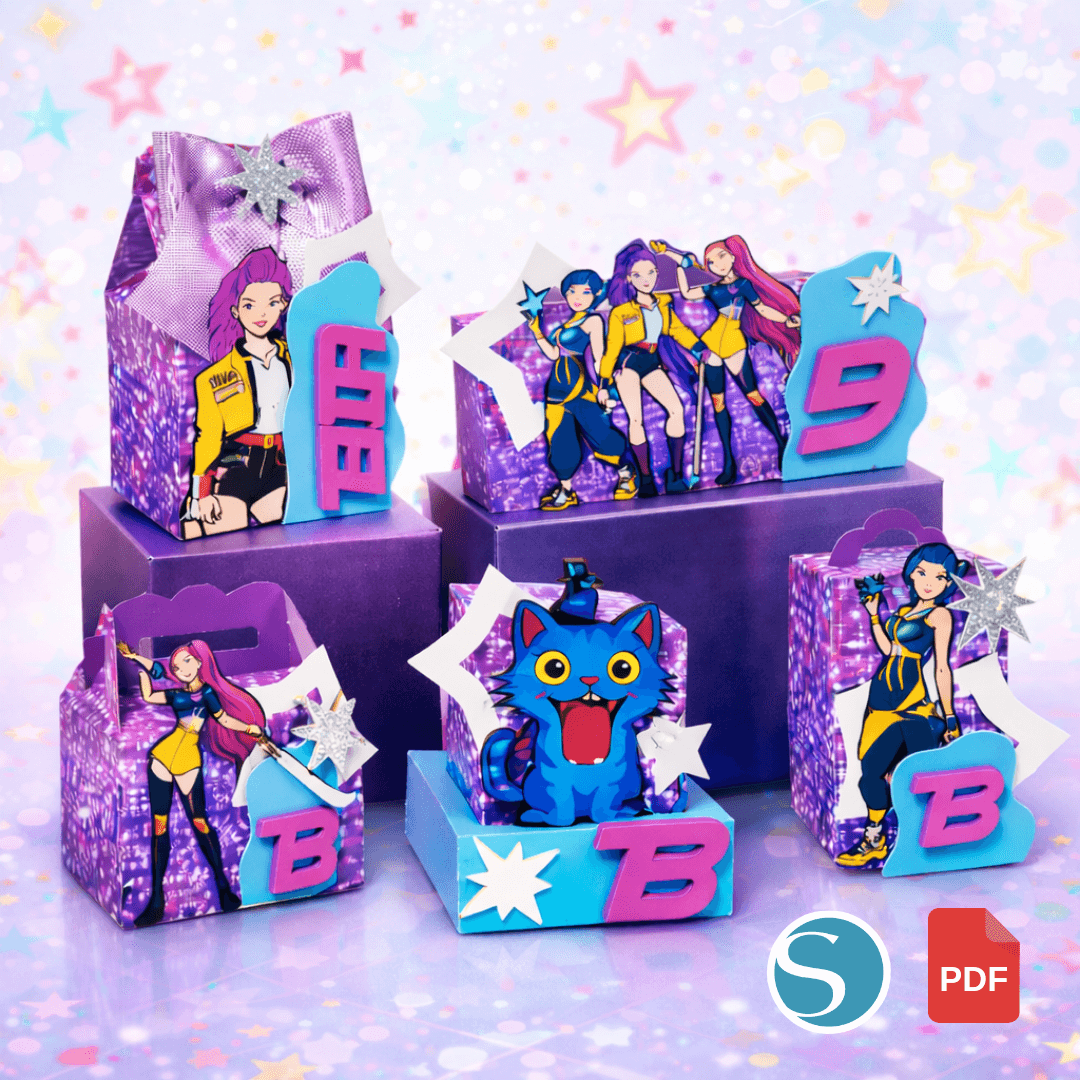 Kpop Demon Hunter Set de 5 Cajitas / Kpop Demon Hunter Party Favor Boxes