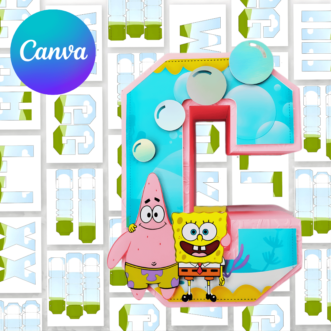3D Letters & Numbers Templates | Editable Canva Alphabet for Party Decorations